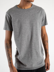BL11 T-shirt in cotone con dettagli sulla manica sinistra BASIC Grigio (4)
