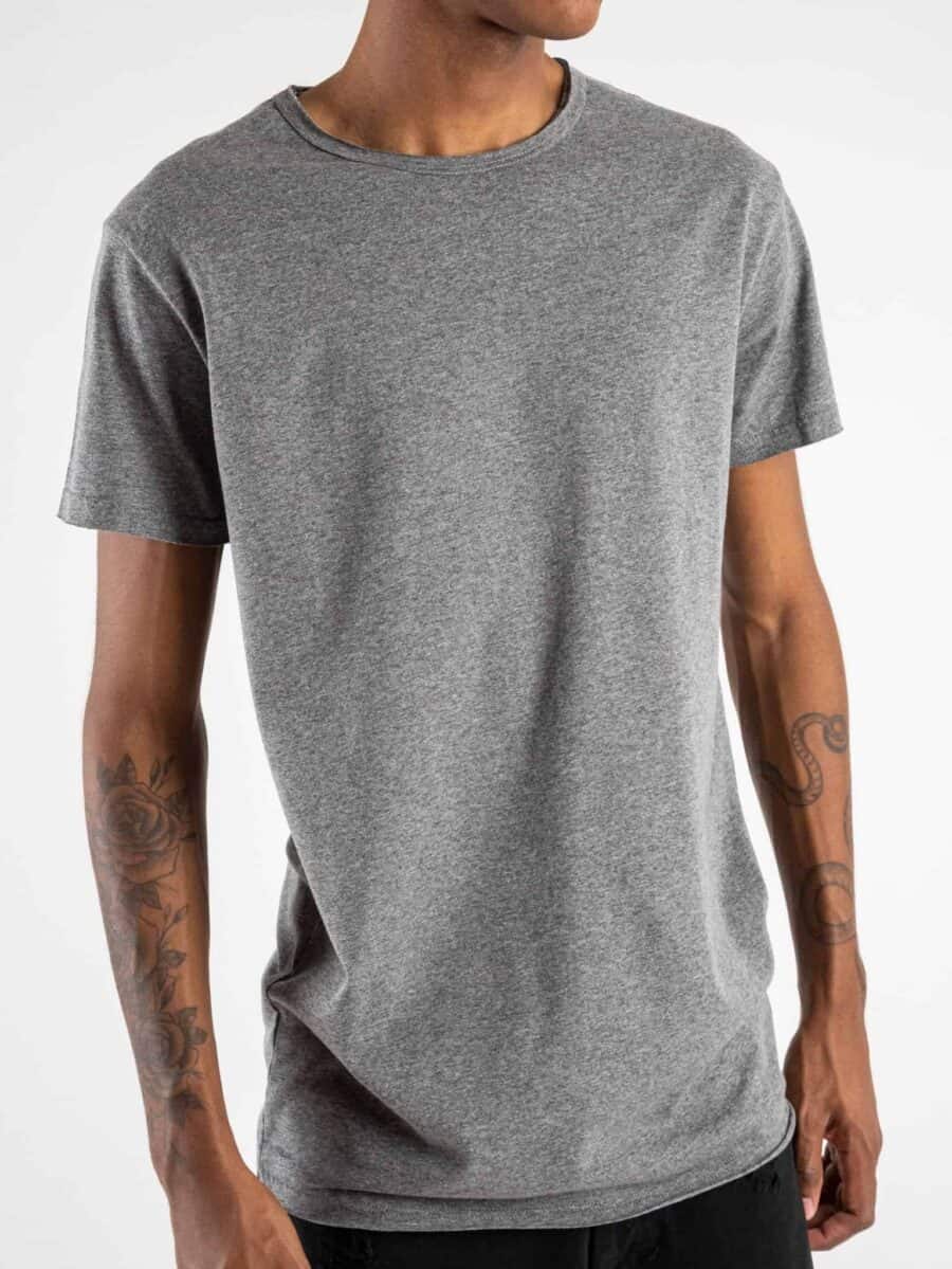 BL11 T-shirt in cotone con dettagli sulla manica sinistra BASIC Grigio