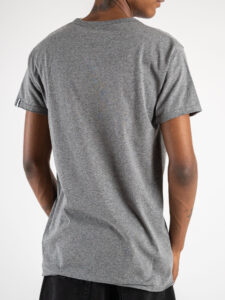 BL11 T-shirt in cotone con dettagli sulla manica sinistra BASIC Grigio (5)