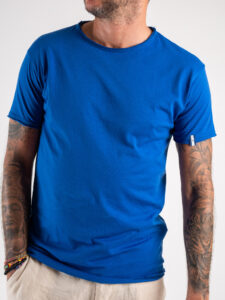 BL11 T-shirt in cotone con dettagli sulla manica sinistra BASIC Royal (4)