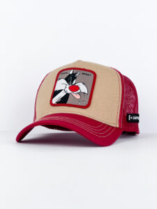 CAPSLAB Cappellino Looney Tunes beige con retina rossa e patch Gatto Silvestro GROS MINET1