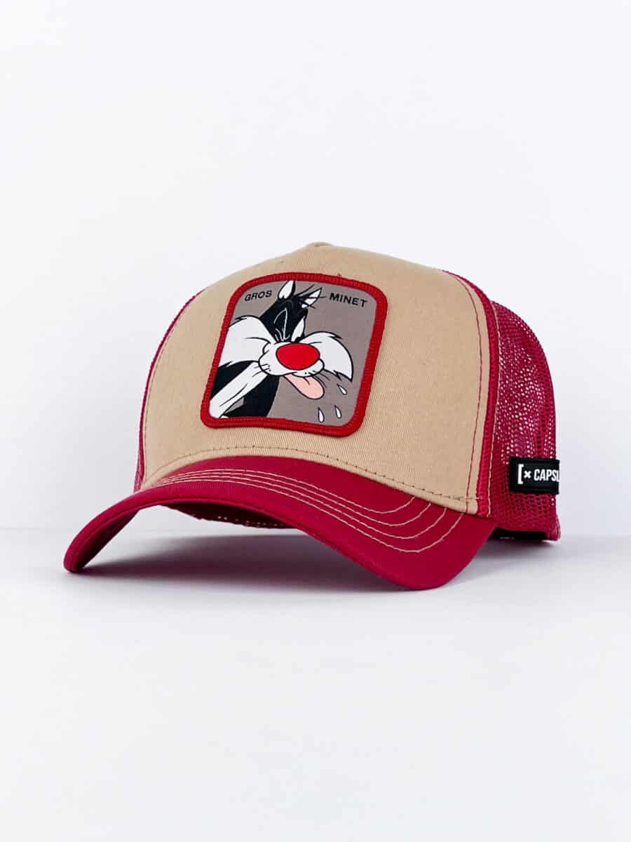 CAPSLAB Cappellino Looney Tunes beige con retina rossa e patch Gatto Silvestro GROS MINET