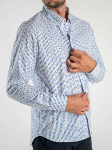ESTASI Camicia in cotone con colletto e stampa gelati blu COSTA REI Bianca4