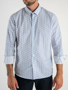 ESTASI Camicia in cotone con colletto e stampa gelati blu COSTA REI Bianca8