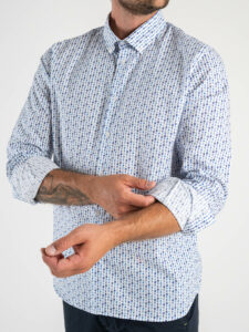 ESTASI Camicia in cotone con colletto e stampa gelati blu COSTA REI Bianca9