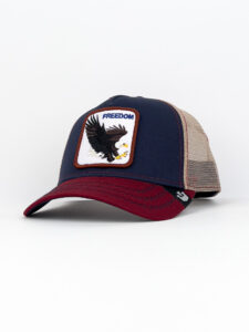 GOORIN BROS Cappellino blu, bordeaux e beige con patch stampa Aquila FREEDOM1