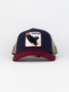GOORIN BROS Cappellino blu, bordeaux e beige con patch stampa Aquila FREEDOM2