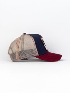 GOORIN BROS Cappellino blu, bordeaux e beige con patch stampa Aquila FREEDOM3