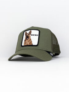 GOORIN BROS Cappellino verde con patch bianca stampa pastore tedesco BAD BOY1