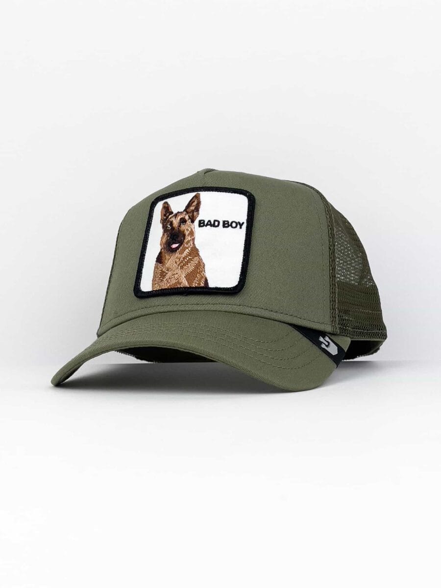 GOORIN BROS Cappellino verde con patch bianca stampa pastore tedesco BAD BOY