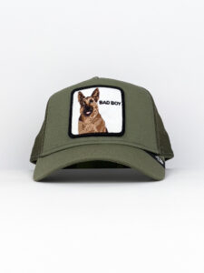 GOORIN BROS Cappellino verde con patch bianca stampa pastore tedesco BAD BOY2