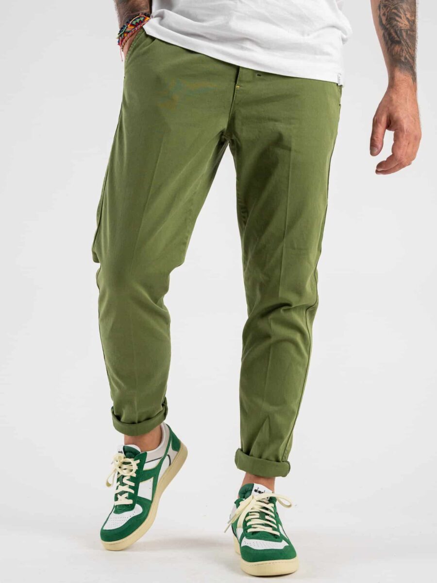 BERNA Pantalone chinos slim A/I Kiwi