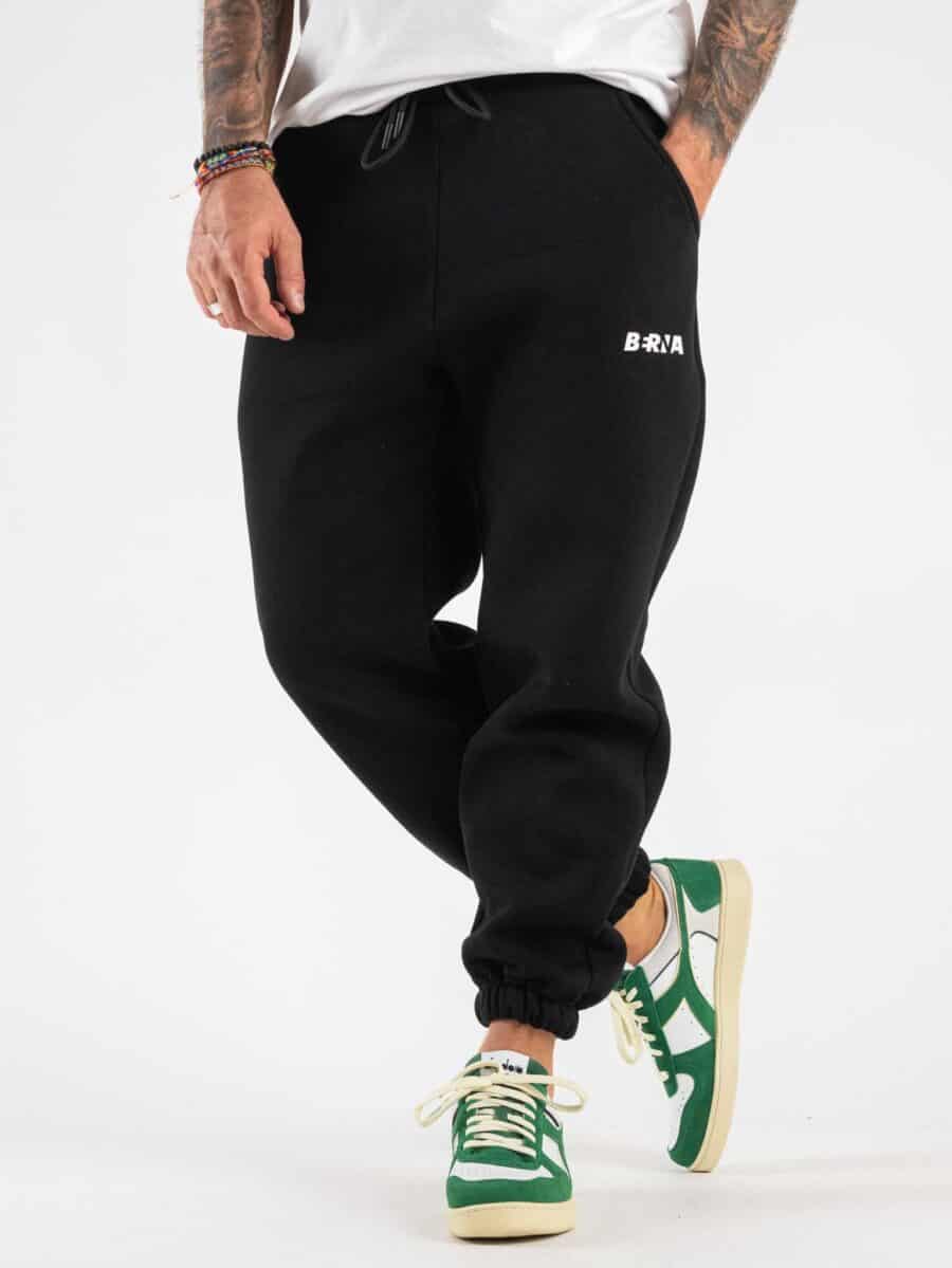 BERNA Pantalone tuta felpato con logo e polsini 223087 Nero
