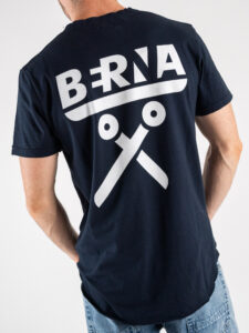 BERNA T-shirt basica con logo fronteretro e fondo curvo 223123 Blu (14)