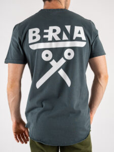 BERNA T-shirt basica con logo fronteretro e fondo curvo 223123 Piombo (6)