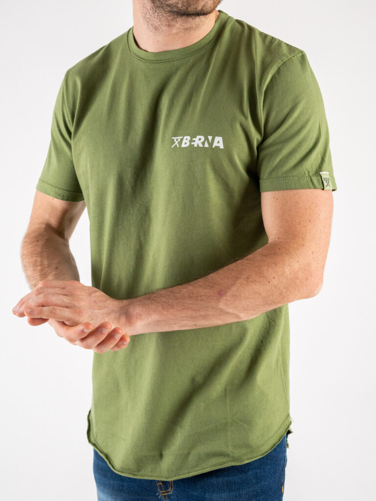 BERNA T shirt basica con logo fronteretro e fondo curvo 223123 Verde 3 BERNA BERNA T-shirt basica con logo fronte/retro e fondo curvo 223123 Verde