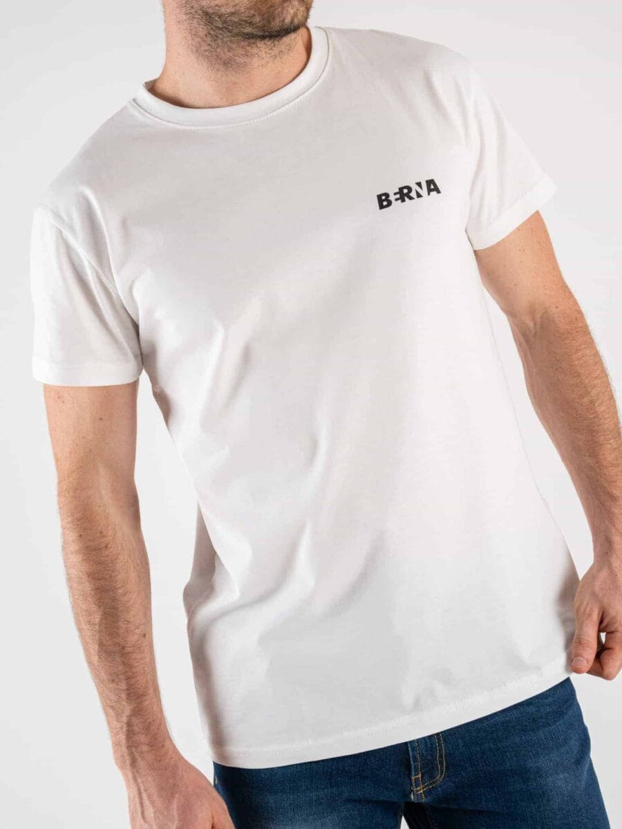 BERNA T-shirt basica con stampa logo sul cuore 223085 Panna