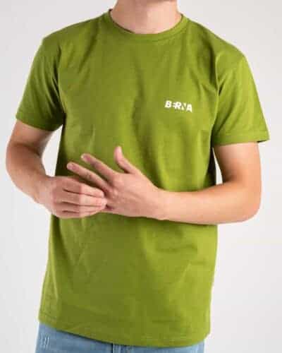 BERNA T shirt basica con stampa logo sul cuore 223085 Verde olio 1 BERNA BERNA T-shirt basica con stampa logo sul cuore 223085 Verde olio