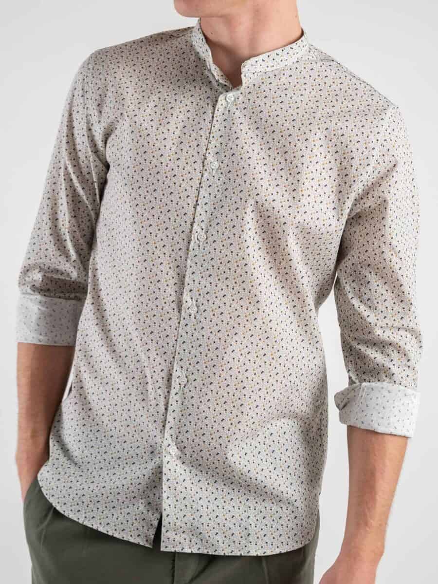 ESTASI Camicia coreana in cotone stampa fiorellini CORTINA Bianca
