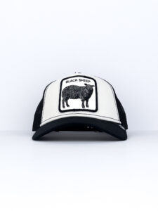 GOORIN BROS Cappellino bianco con retina nera e patch bianca stampa Pecora nera BLACK SHEEP Bianco1