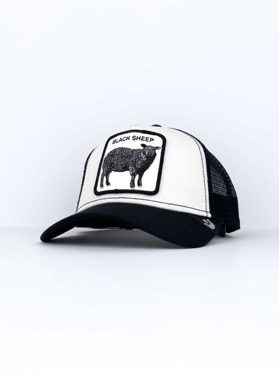 GOORIN BROS Cappellino bianco con retina nera e patch bianca stampa Pecora nera BLACK SHEEP Bianco