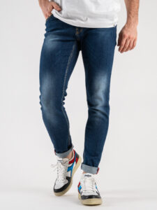 OVER-D Jeans scuro basico leggermente slavato senza rotture D10 Blu (1)