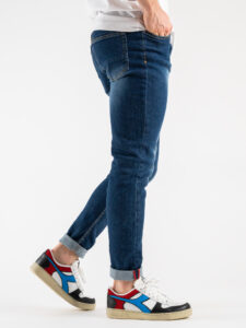 OVER-D Jeans scuro basico leggermente slavato senza rotture D10 Blu (2)