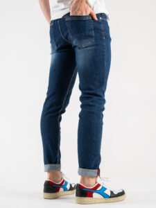 OVER-D Jeans scuro basico leggermente slavato senza rotture D10 Blu (3)