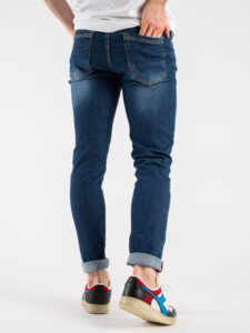 OVER-D Jeans scuro basico leggermente slavato senza rotture D10 Blu (4)