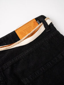 OVER-D Pantalone 5 tasche in velluto con cintura corda in vita P36 Nero (2)