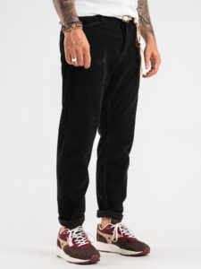 OVER-D Pantalone 5 tasche in velluto con cintura corda in vita P36 Nero (6)