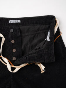 OVER-D Pantalone 5 tasche in velluto con cintura corda in vita P36 Nero (9)