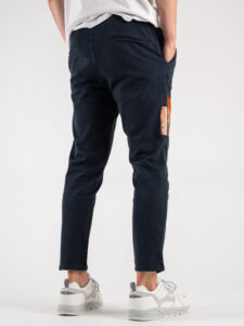 V2 Jeans con coulisse in vita, piccole graffiature e patch laterali Blu (4)