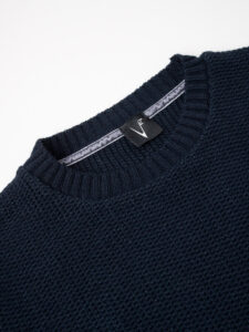 V2 Maglione girocollo 3D misto lana con taschino stampa AZTECA 22 blu (2)
