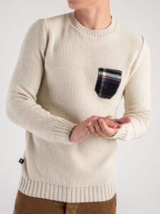 V2 Maglione girocollo 3D misto lana con taschino stampa SCOZZESE 31 burro (5)