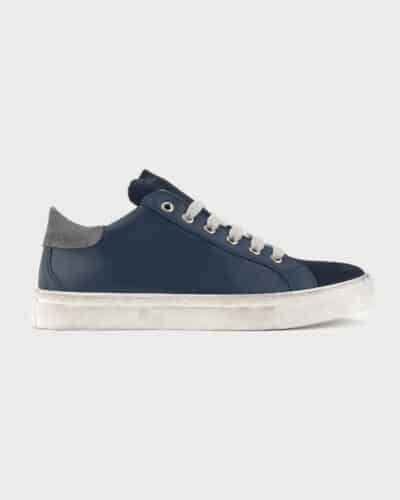 V2 Sneakers in pelle blu con linguetta in camoscio blu e tallone in camoscio grigio1 Nuovi Arrivi