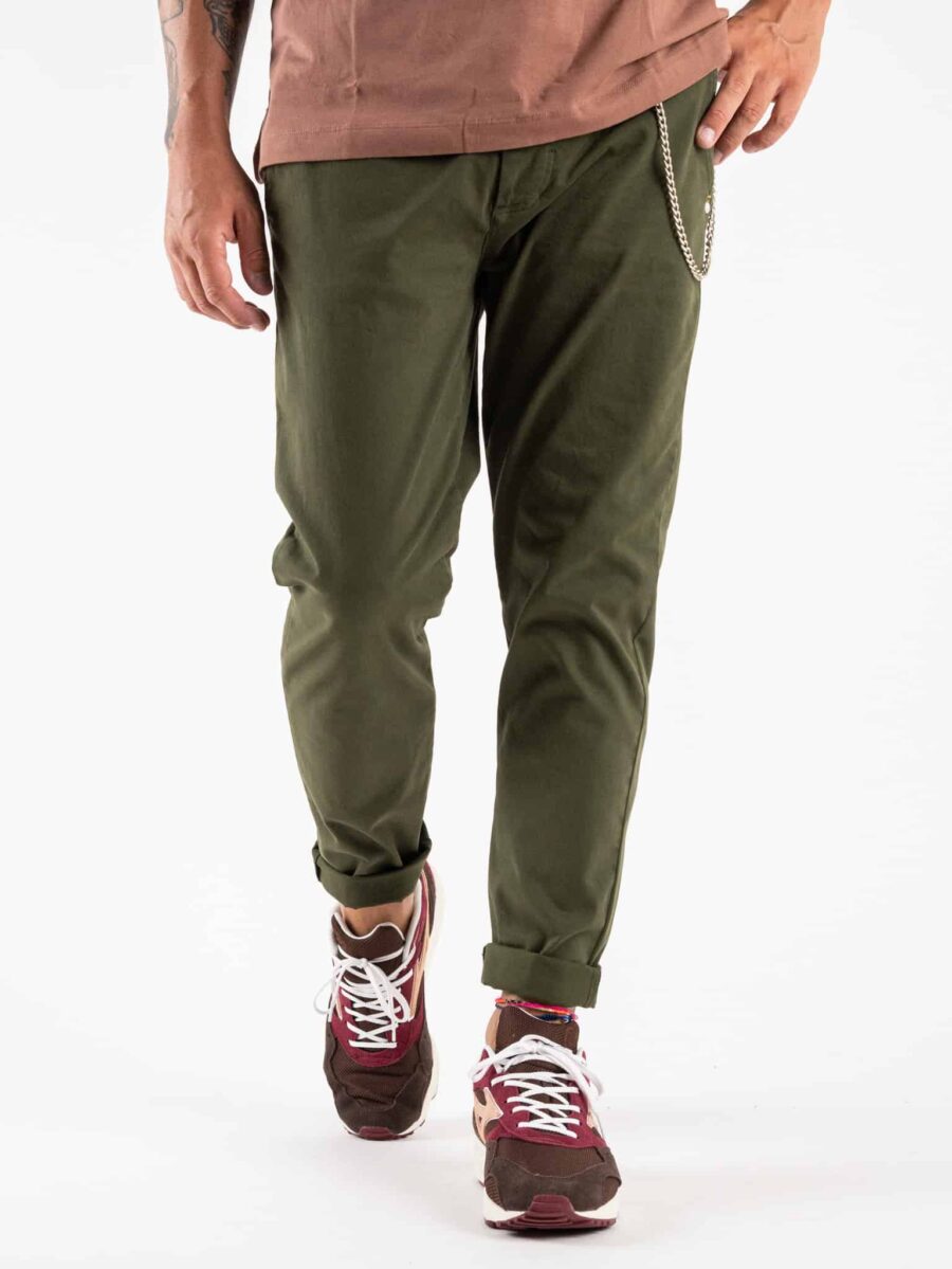 ALTATENSIONE Pantalone chinos basic con catenella laterale 2082 BELGRADO Militare