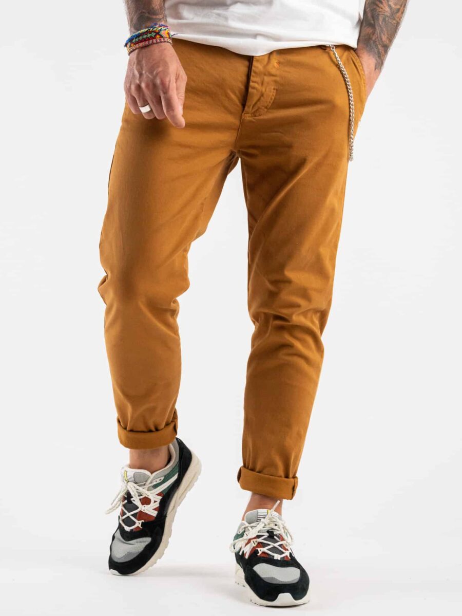 ALTATENSIONE Pantalone chinos basic con catenella laterale 2082 BELGRADO Tabacco