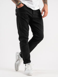 BERNA Jeans slim con rotture e toppe 220214 Nero (6)