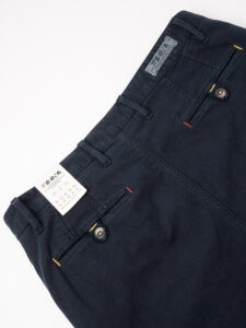 BERNA Pantalone chino basico micro lavorato 223175 Blu (4)