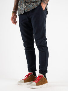 BERNA Pantalone chino basico micro lavorato 223175 Blu (5)