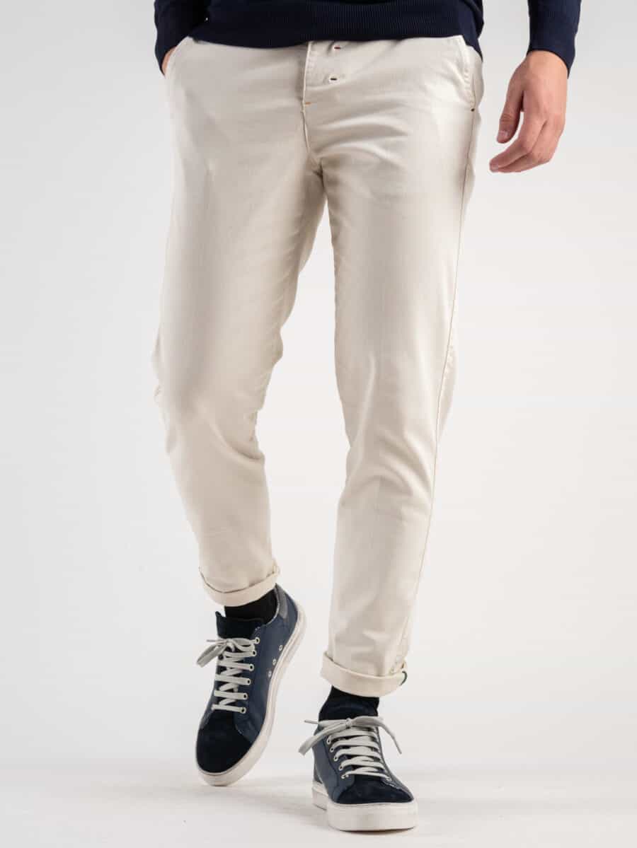 BERNA Pantalone chinos slim A/I Panna