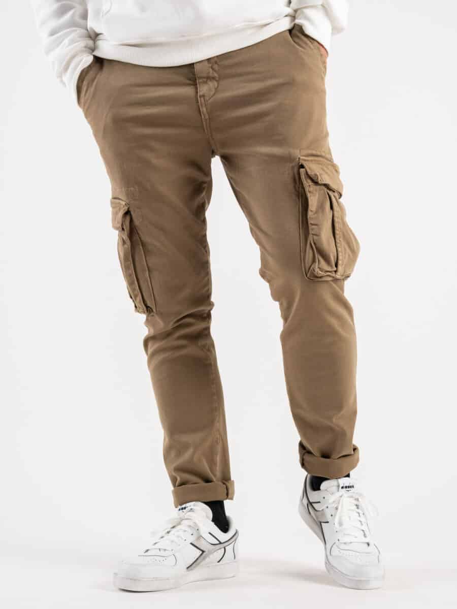 BERNA Pantalone in tinta unita con tasconi laterali 205057 Cammello