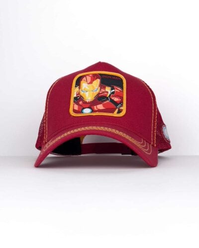 CAPSLAB Cappellino rosso Marvel con cuciture gialle e patch nera IRON MAN Rosso2 CAPSLAB CAPSLAB Cappellino rosso Marvel con cuciture gialle e patch nera IRON MAN Rosso