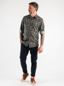 Camicia in cotone con colletto e stampa Bandana JAKE Blu (6)