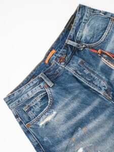 GIANNI LUPO Jeans con rotture chiuse, schizzi di pittura, cordino e piuma rimovibili GL6017Q Blu (6)