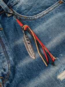 GIANNI LUPO Jeans con rotture chiuse, schizzi di pittura, cordino e piuma rimovibili GL6017Q Blu (7)