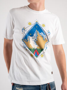 GIANNI LUPO T-shirt in cotone con stampa Montagna GL521L Bianco (3)