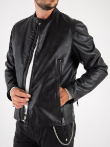 IMPERIAL Giubbino in ecopelle con zip e tasche frontali U3025542 Nero (2)