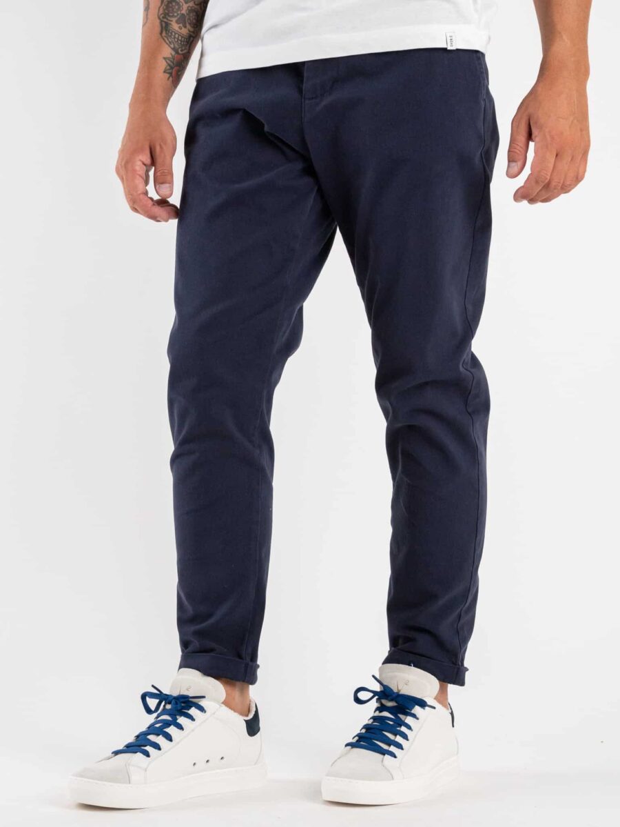 IMPERIAL Pantalone tinta unita con risvolto PWB0EBOL Navy